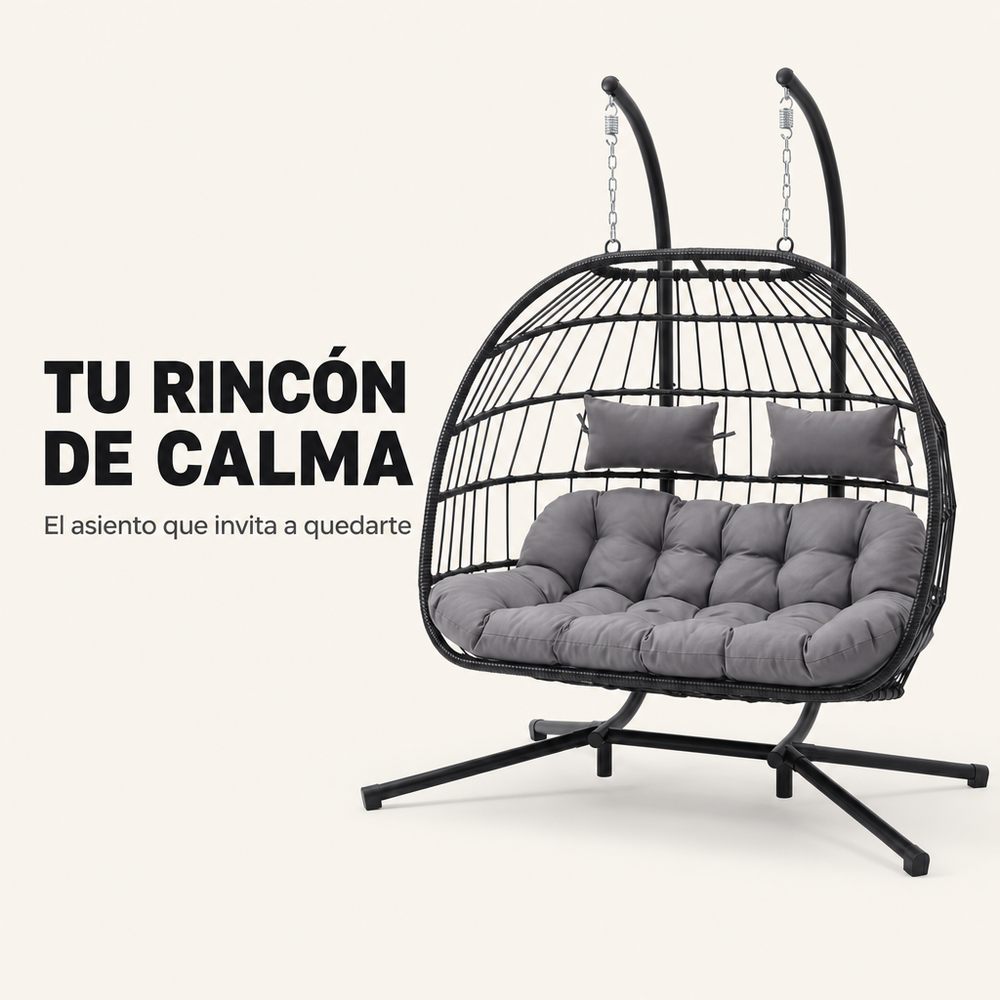 Silla Colgante Desmontable 2 Plazas Gris