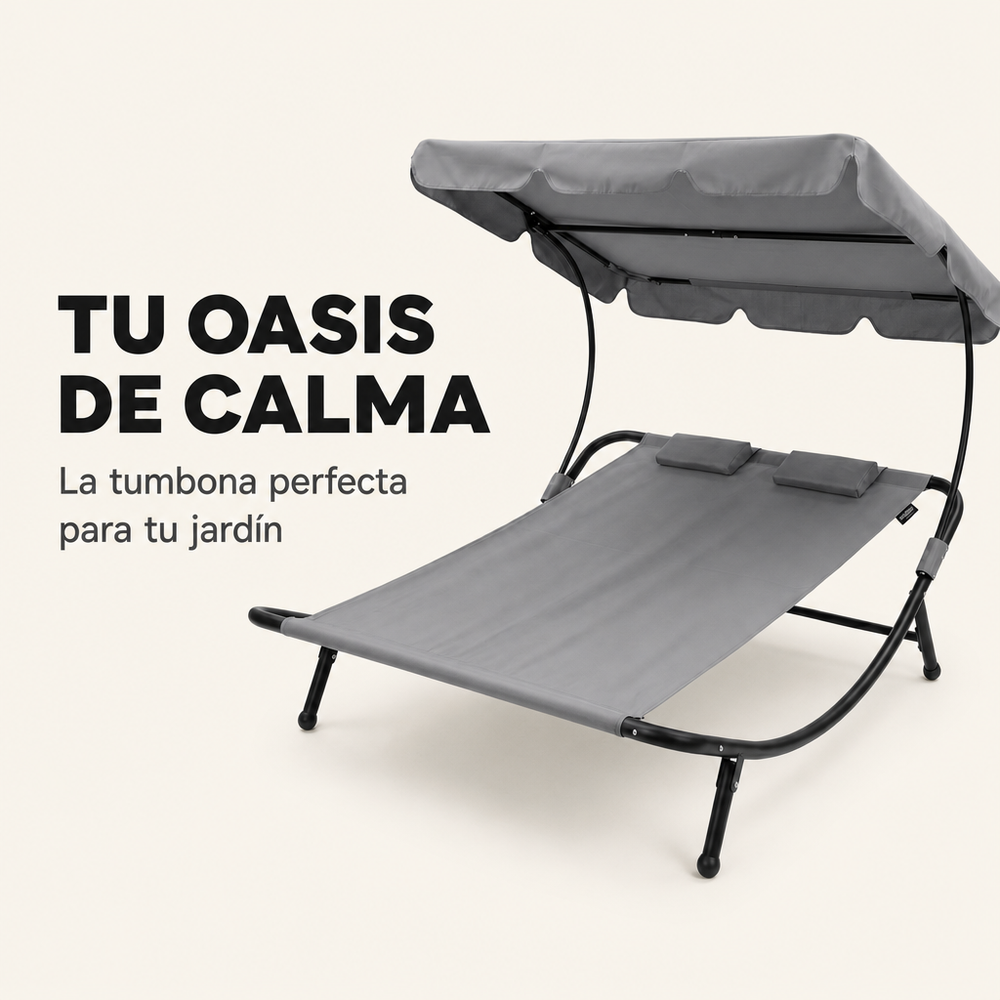 Tumbona Doble de Jardín Balancín con Parasol Ajustable