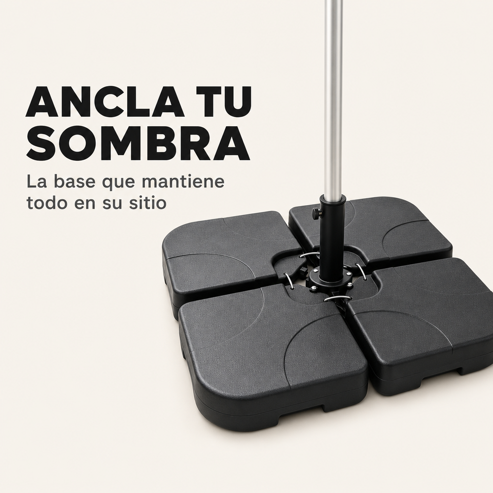 Base Modular Para Sombrilla 4 Piezas Rellenable Negro