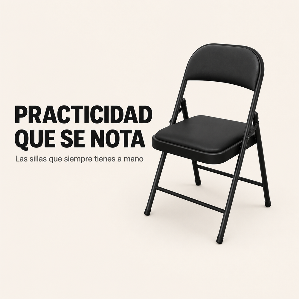 Silla Plegable Acolchada De Acero Negro