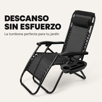 Tumbona Plegable Playa Gris Con Portavasos