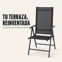Sillas Plegables De Jardín Pack De 2 Aluminio Antracita Con Asiento Textil