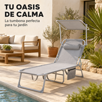 Tumbona Plegable Con Parasol Ajustable Para Jardín Y Playa