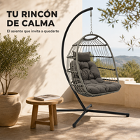 Sillón Colgante Huevo Jardín Con Cojines Acolchados Estructura Metálica