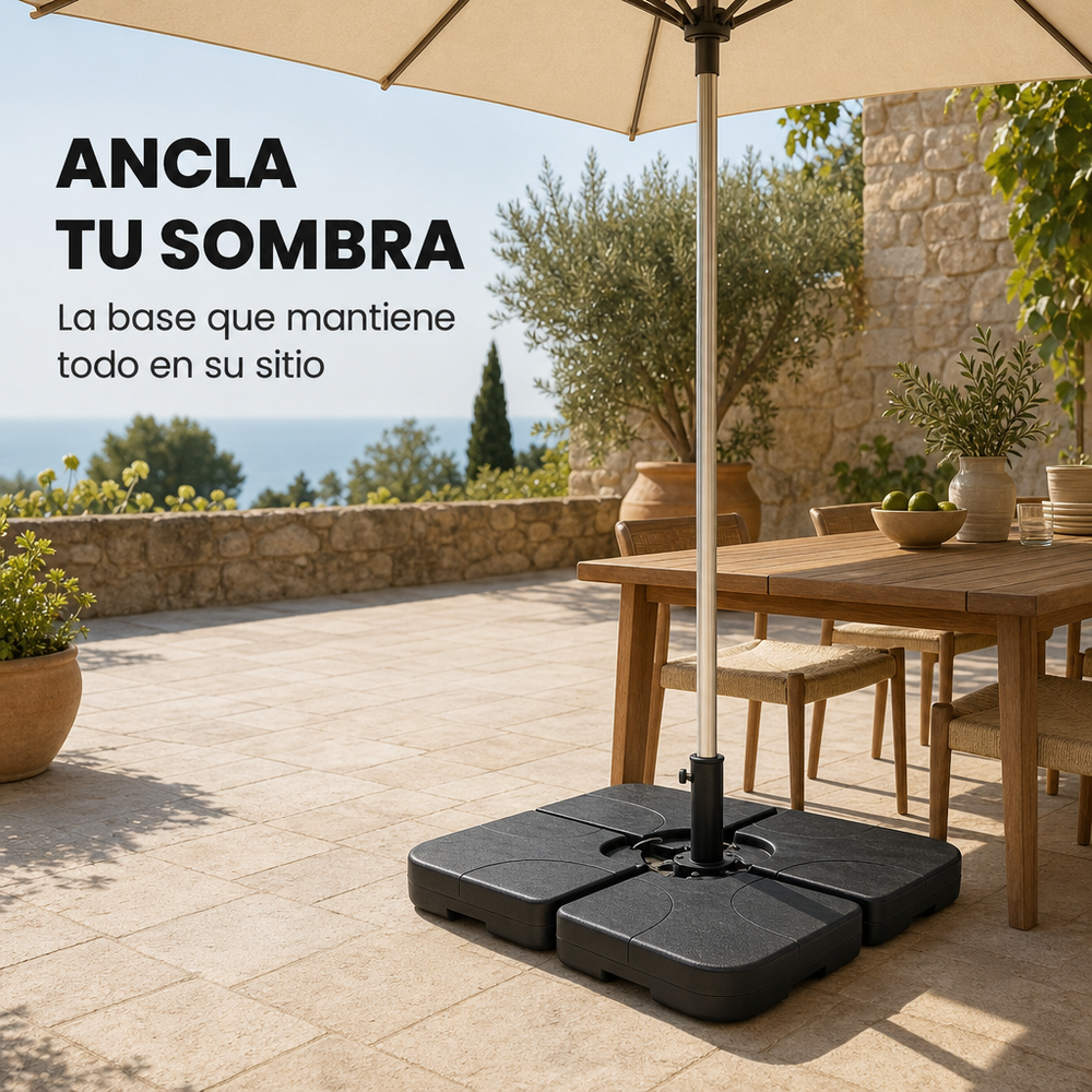 Base Modular Para Sombrilla 4 Piezas Rellenable Negro