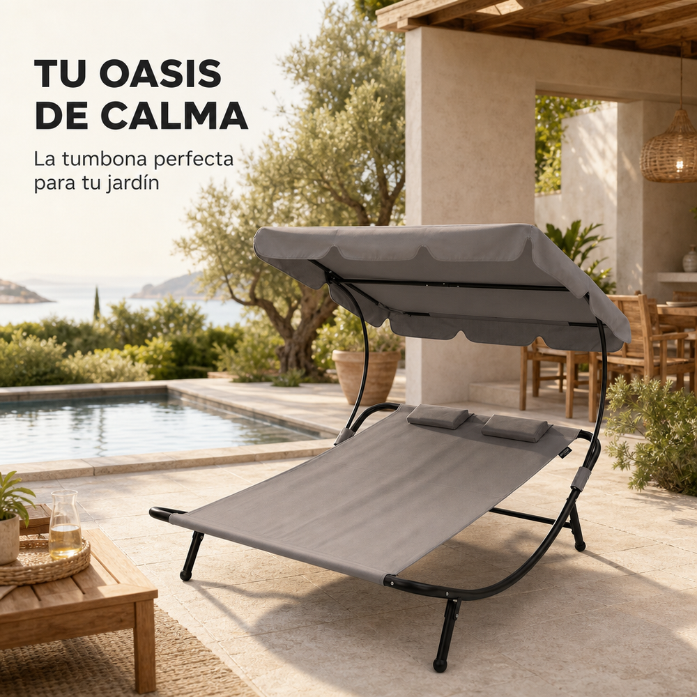 Tumbona Doble de Jardín Balancín con Parasol Ajustable