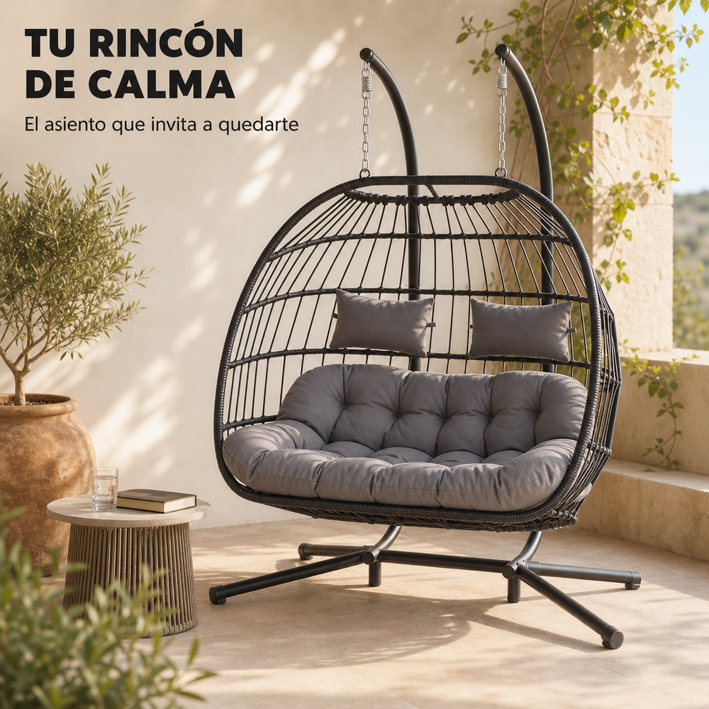 Silla Colgante Desmontable 2 Plazas Gris