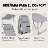 Tumbona Plegable Con Parasol Ajustable Para Jardín Y Playa