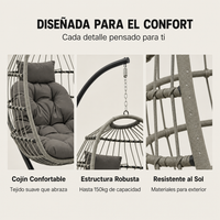 Sillón Colgante Huevo Jardín Con Cojines Acolchados Estructura Metálica