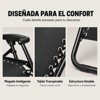 Tumbona Plegable Playa Gris Con Portavasos