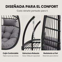 Silla Colgante Desmontable 2 Plazas Gris