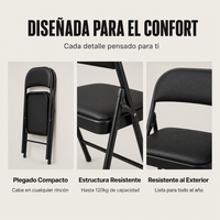 Silla Plegable Acolchada De Acero Negro
