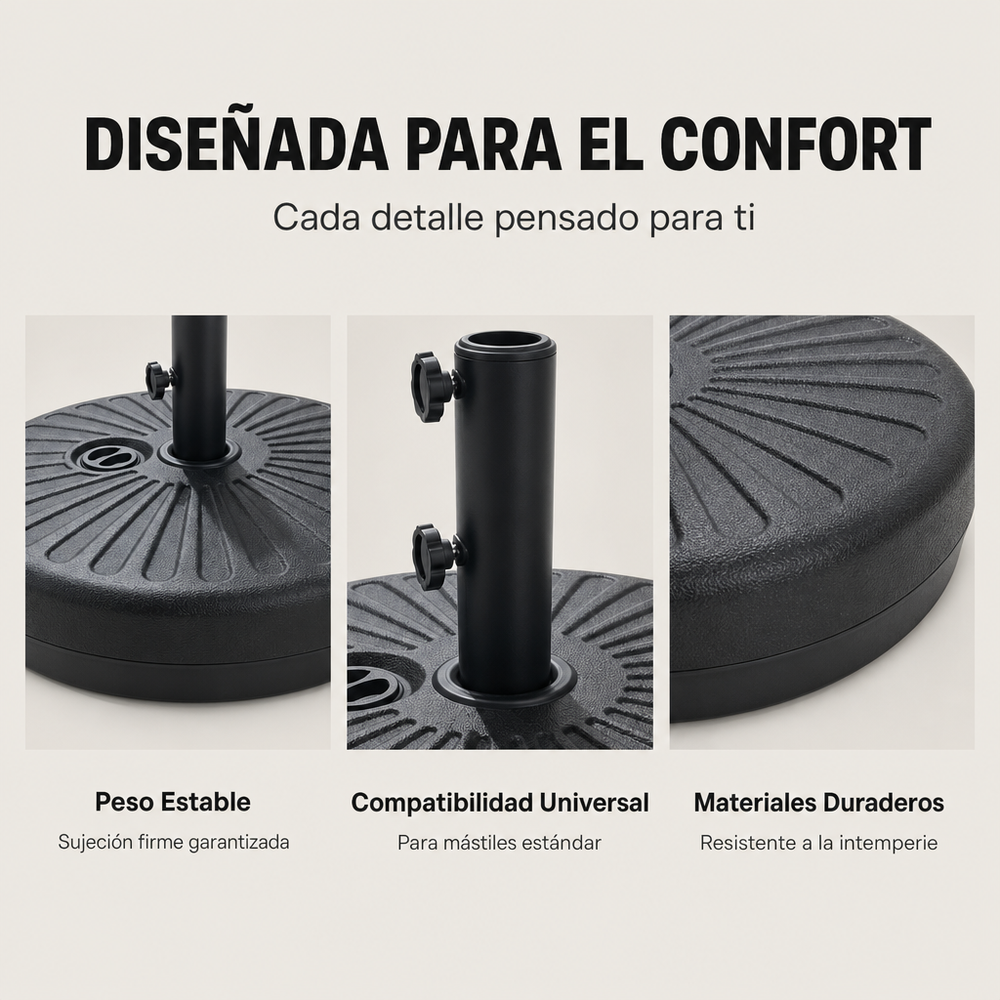Base Para Sombrilla Rellenable 22 L Con Soporte Central