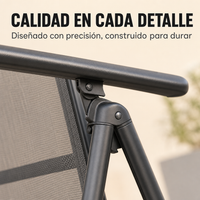 Sillas Plegables De Jardín Pack De 2 Aluminio Antracita Con Asiento Textil
