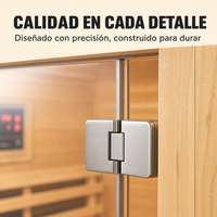Sauna de infrarrojos 3 personas de madera maciza con 6 paneles, Bluetooth y puerta panorámica