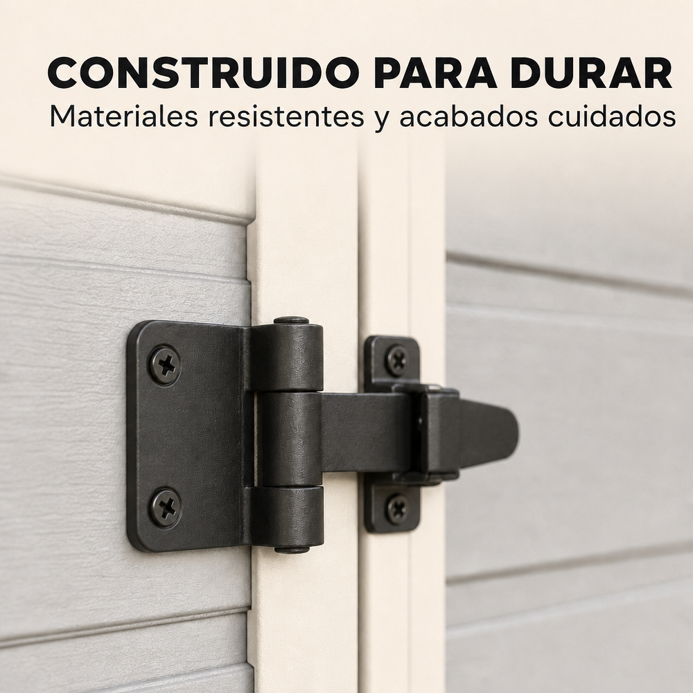 Caseta de jardín grande de resina 6x4" con doble puerta, ventana y ventilación integrada