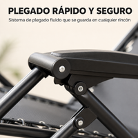 Tumbona Plegable Playa Gris Con Portavasos