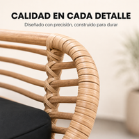 Conjunto Jardín Ratán Con 2 Sillones Y Mesa Redonda Para Terraza Y Balcón