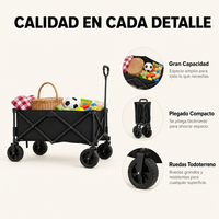 Carro Plegable XXL Estructura Reforzada Ruedas Todoterreno