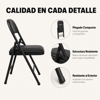 Silla Plegable Acolchada De Acero Negro
