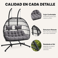 Silla Colgante Desmontable 2 Plazas Gris