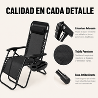 Tumbona Plegable Playa Gris Con Portavasos