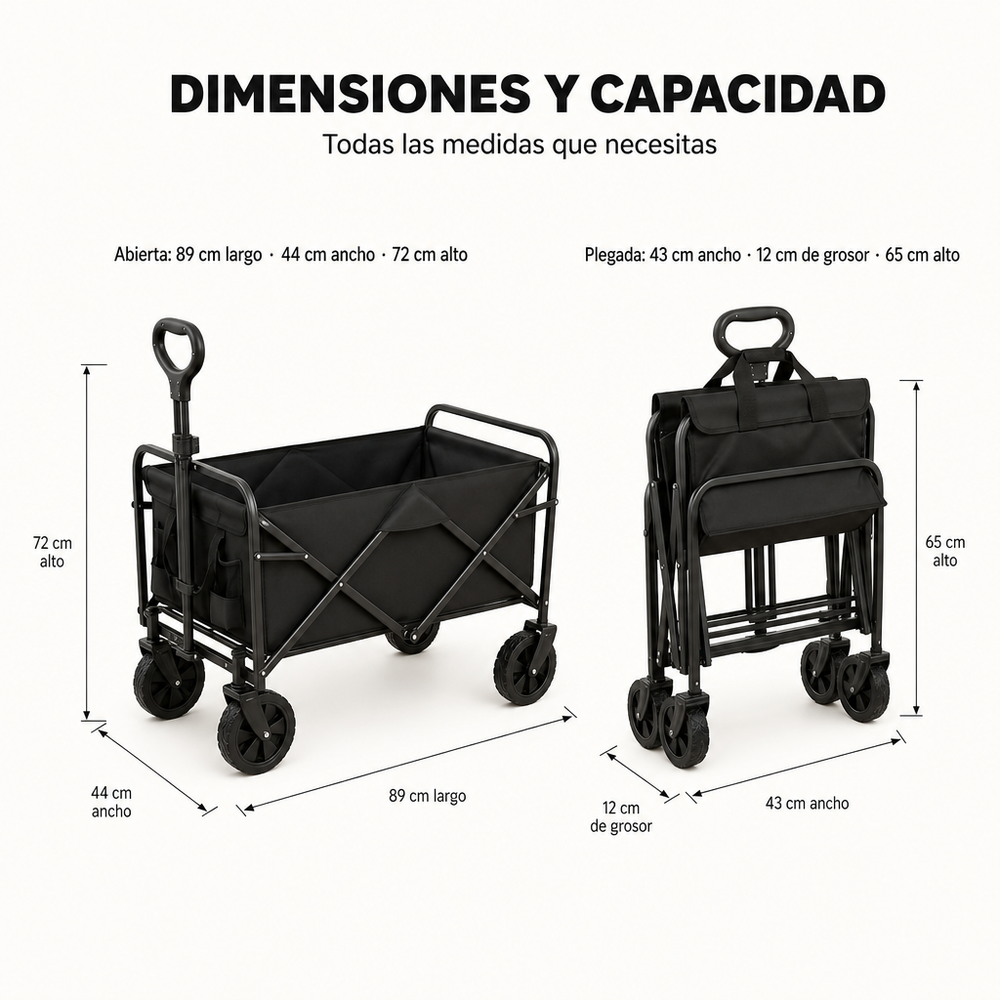 Carro Plegable Todoterreno Con Carga 75 Kg