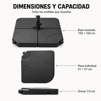 Base Modular Para Sombrilla 4 Piezas Rellenable Negro