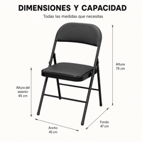 Silla Plegable Acolchada De Acero Negro