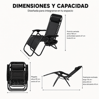 Tumbona Plegable Playa Gris Con Portavasos