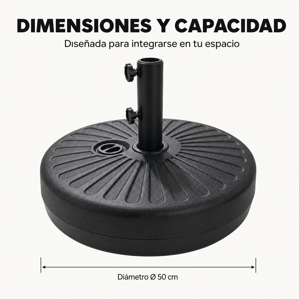 Base Para Sombrilla Rellenable 22 L Con Soporte Central
