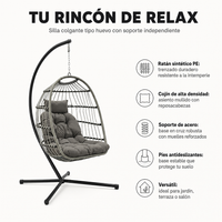 Sillón Colgante Huevo Jardín Con Cojines Acolchados Estructura Metálica