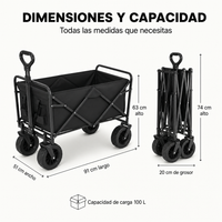 Carro Plegable XXL Estructura Reforzada Ruedas Todoterreno