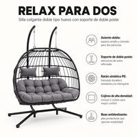 Silla Colgante Desmontable 2 Plazas Gris