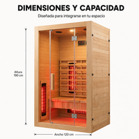Sauna de infrarrojos para 2 personas con 5 paneles, Bluetooth y control digital