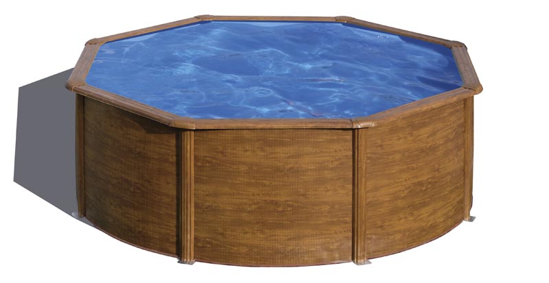 Piscina elevada imitación madera Gre Sicilia Circular