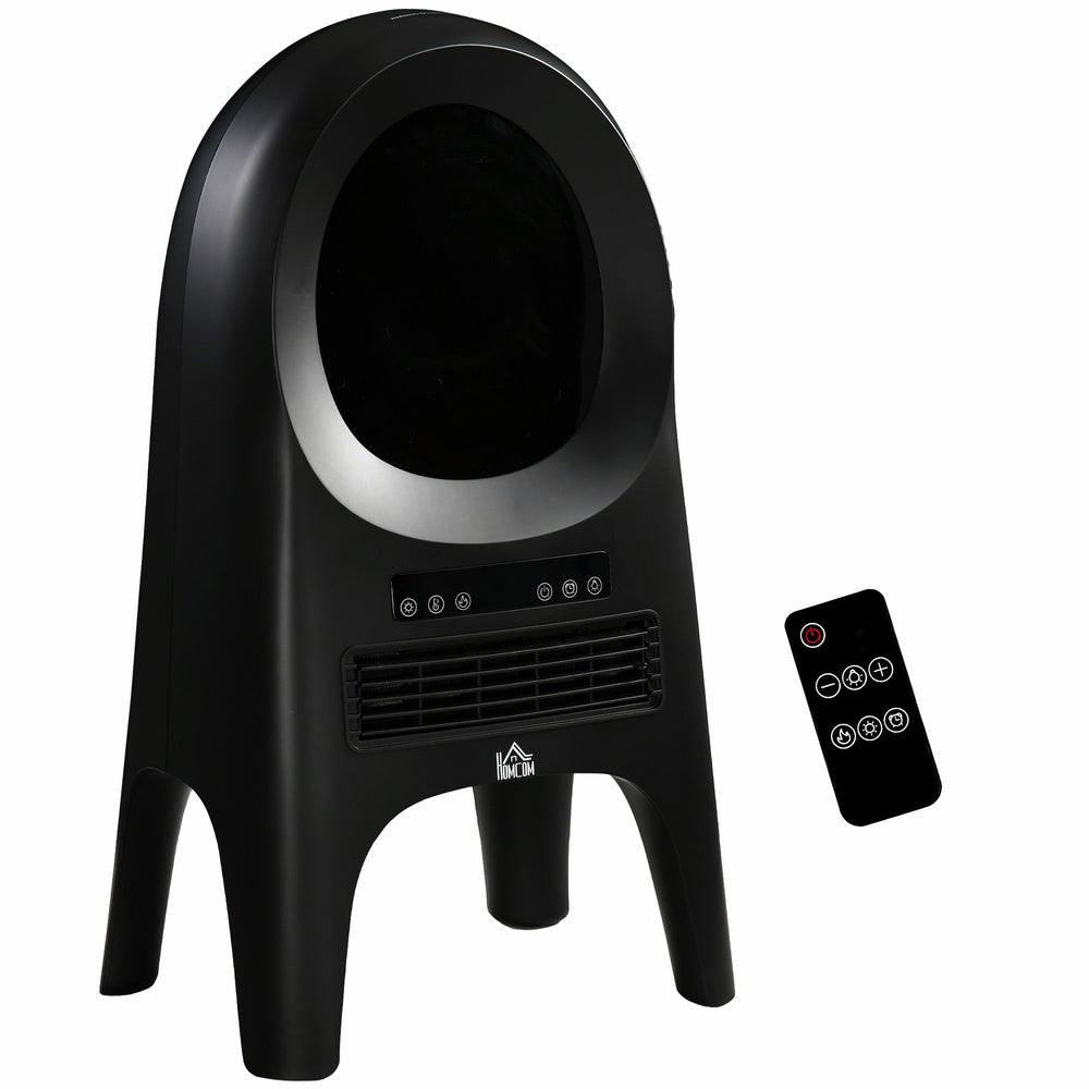 Calefacción Eléctrica, 3 Modos, 10-49° C, con Control Remoto, Llamas LED, Independiente, Negro, 33,7x25,5x60,4 cm