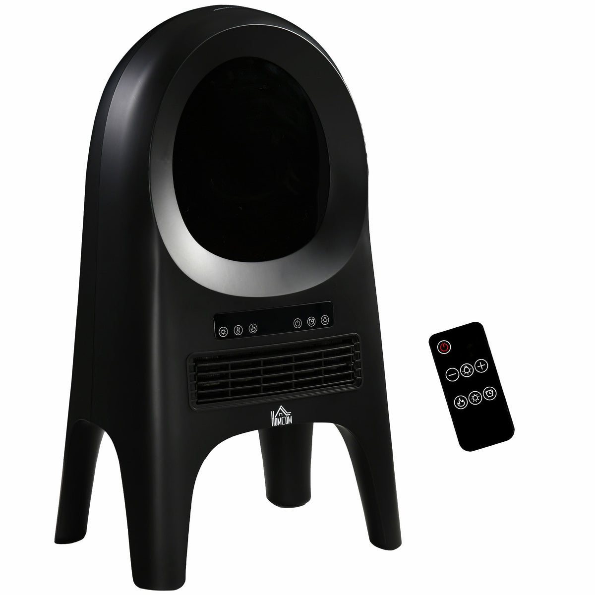 Calefacción Eléctrica, 3 Modos, 10-49° C, con Control Remoto, Llamas LED, Independiente, Negro, 33,7x25,5x60,4 cm