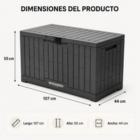Arcón Jardín Antracita Resina Resistente Efecto Rattan Impermeable