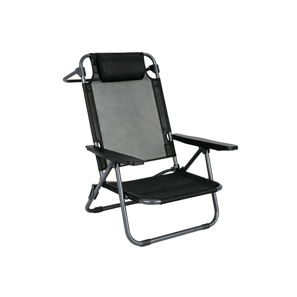Silla Plegable Baja Para Playa Y Camping Con Reposacabezas Acolchado