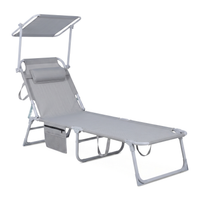 Tumbona Plegable Con Parasol Ajustable Para Jardín Y Playa