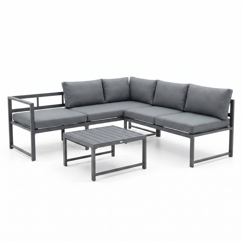 Conjunto De Jardín Sofá Esquinero Modular De Aluminio Antracita