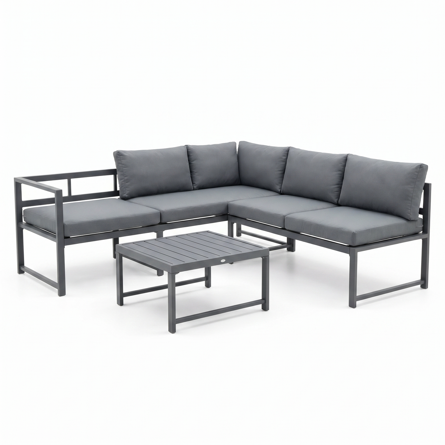 Conjunto De Jardín Sofá Esquinero Modular De Aluminio Antracita