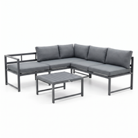 Conjunto De Jardín Sofá Esquinero Modular De Aluminio Antracita