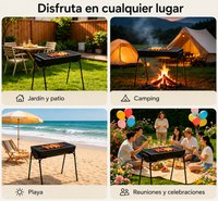 Barbacoa Portátil De Carbón Exterior Con Parrilla Grande