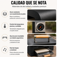 Horno De Pizza Portátil A Carbón Con Chimenea Y Termómetro Integrado