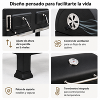 Barbacoa de Carbón Portátil con Ventilación Regulable
