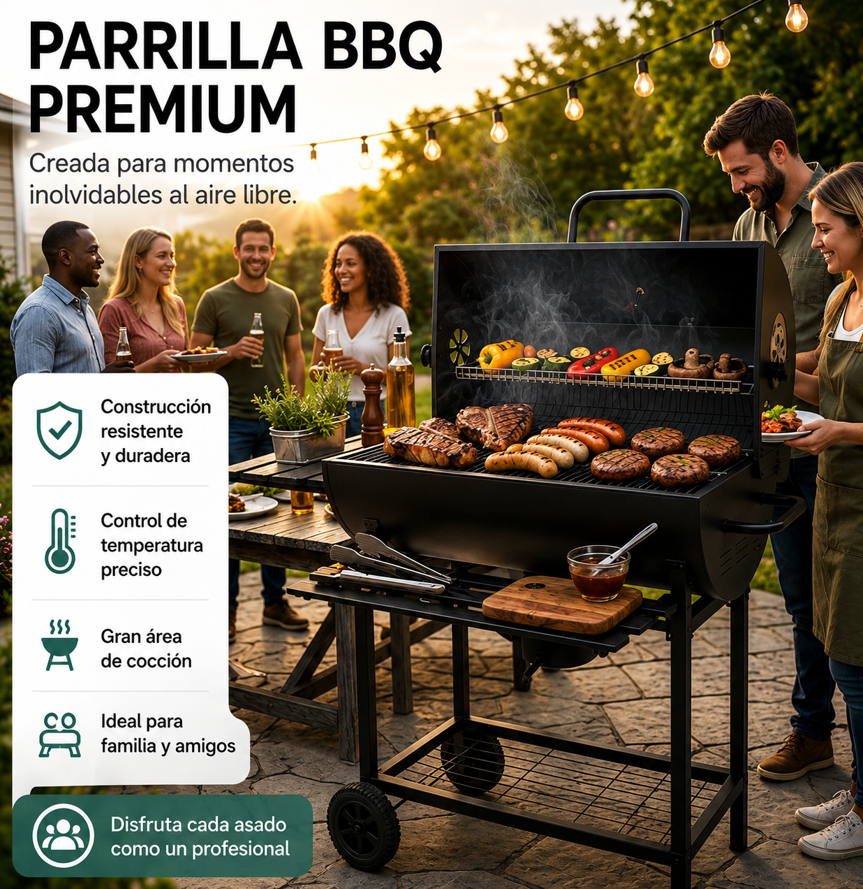 Barbacoa De Carbón Con Tapa Y Ventilación Ajustable Para Jardín Con Ruedas