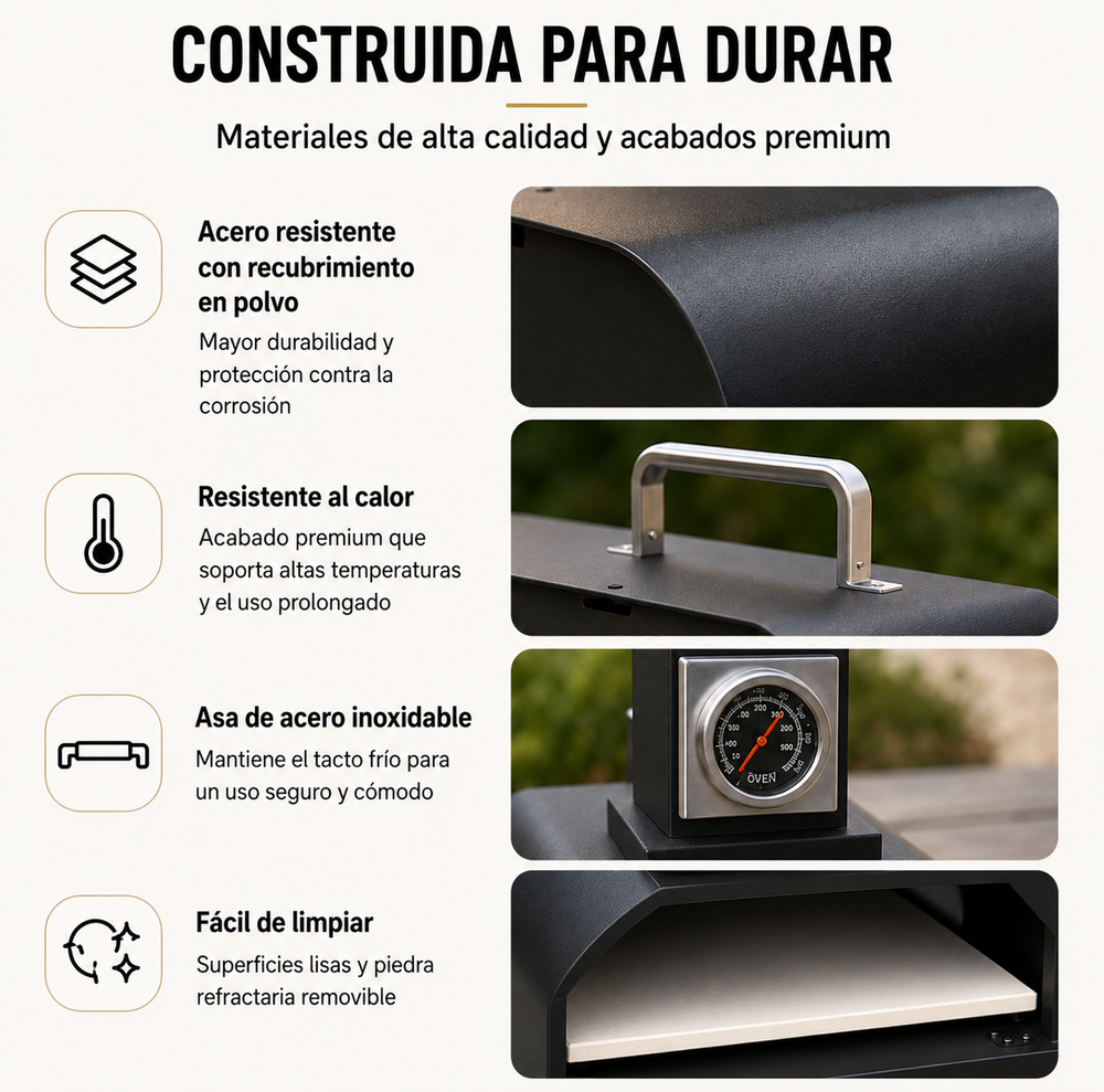 Horno Barbacoa De Carbón Para Pizza Con Chimenea Integrada Y Parrilla