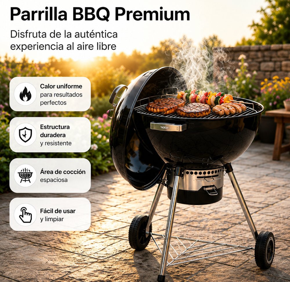 Barbacoa Portátil de Carbón Redonda Con Tapa